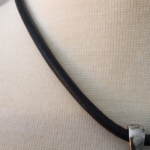 Chico’s Leather Necklace with Metal Pendant and Earring Set - Picture 4 of 16